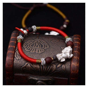 Tibetan Ethnic braided Pure Silver PIXIU WEALTH Rope bracelet